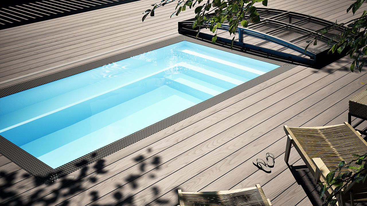 Übersicht des Albixon PP Pool Mini Qbig in Weiß mit den Abmessungen 225 x 250