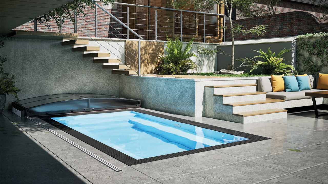 Übersicht des Albixon PP Pool Mini Qbig in Blau mit den Abmessungen 225 x 250